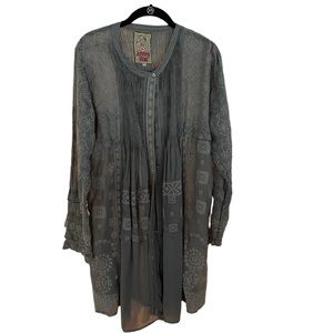 Johnny Was embroidered and pleated details size large